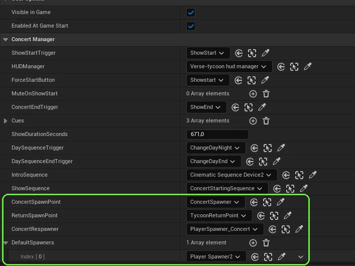 Show device Details panel with the spawner field wired (not empty)