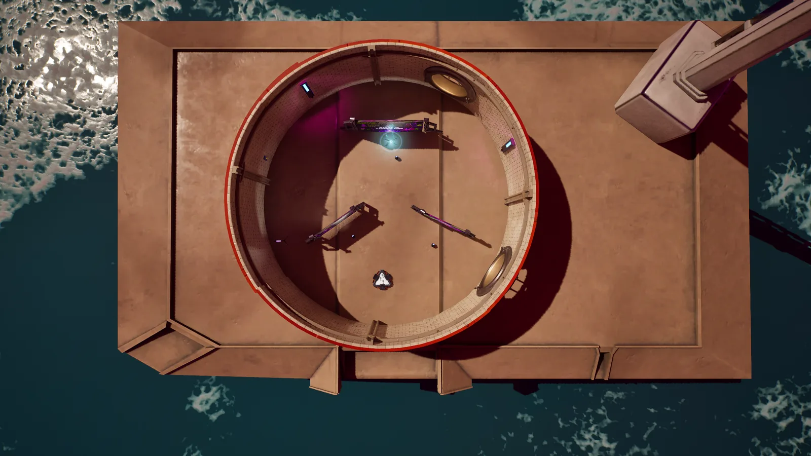 The lobby from above: enclosed, one exit